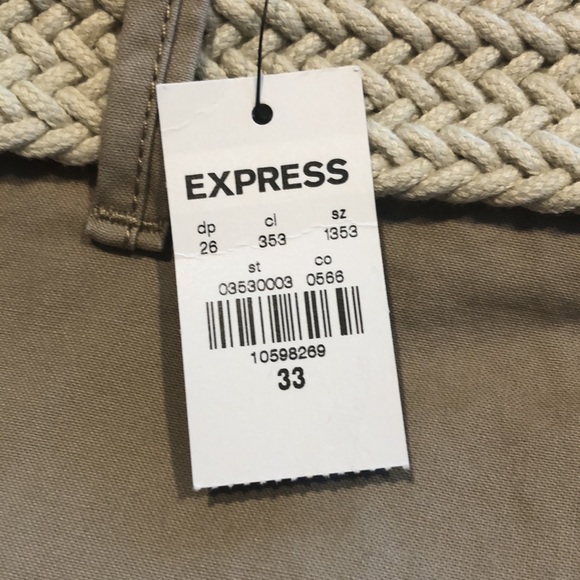 EXPRESS flat front khaki shorts with braided belt. Classic fit. Size 33. NWT! - Picture 4 of 7